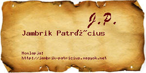 Jambrik Patrícius névjegykártya